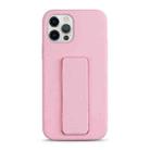 For iPhone 12 Pro Liquid Silicone Holder Phone Case(Pink) - 1