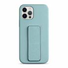 For iPhone 12 Pro Liquid Silicone Holder Phone Case(Sky Blue) - 1