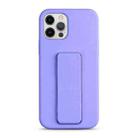 For iPhone 14 Pro Liquid Silicone Holder Phone Case(Light Purple) - 1