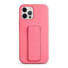 For iPhone 14 Pro Liquid Silicone Holder Phone Case(Rose Pink) - 1