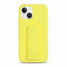 For iPhone 15 Plus Liquid Silicone Holder Phone Case(Yellow) - 1