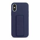 For iPhone XS / X Liquid Silicone Holder Phone Case(Midnight Blue) - 1