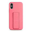 For iPhone XS / X Liquid Silicone Holder Phone Case(Rose Pink) - 1