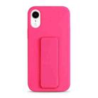 For iPhone XR Liquid Silicone Holder Phone Case(Brilliant Pink) - 1