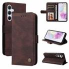 For Samsung Galaxy M35 Skin Feel Life Tree Metal Button Leather Phone Case(Brown) - 1
