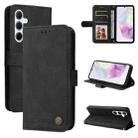 For Samsung Galaxy M35 Skin Feel Life Tree Metal Button Leather Phone Case(Black) - 1