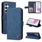 For Samsung Galaxy M35 Skin Feel Life Tree Metal Button Leather Phone Case(Blue) - 1