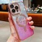 For iPhone 14 Pro Max Dual-Love Feather Gradient Glitter Magsafe TPU Phone Case(Pink) - 1