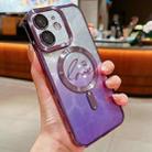 For iPhone 12 Dual-Love Feather Gradient Glitter Magsafe TPU Phone Case(Purple) - 1