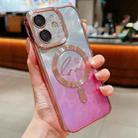 For iPhone 11 Dual-Love Feather Gradient Glitter Magsafe TPU Phone Case(Pink) - 1