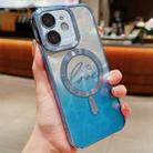 For iPhone 11 Dual-Love Feather Gradient Glitter Magsafe TPU Phone Case(Blue) - 1