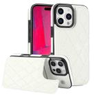 For iPhone 16 Pro Max Double Buckle Rhombic PU Leather Phone Case(White) - 1