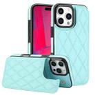 For iPhone 16 Pro Max Double Buckle Rhombic PU Leather Phone Case(Blue) - 1