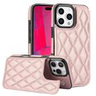 For iPhone 16 Pro Max Double Buckle Rhombic PU Leather Phone Case(Rose Gold) - 1