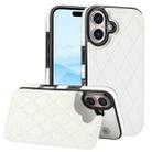 For iPhone 16 Plus Double Buckle Rhombic PU Leather Phone Case(White) - 1