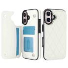 For iPhone 16 Plus Double Buckle Rhombic PU Leather Phone Case(White) - 2