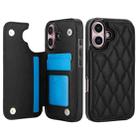 For iPhone 16 Plus Double Buckle Rhombic PU Leather Phone Case(Black) - 2