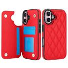 For iPhone 16 Plus Double Buckle Rhombic PU Leather Phone Case(Red) - 2