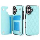 For iPhone 16 Plus Double Buckle Rhombic PU Leather Phone Case(Blue) - 2