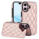 For iPhone 16 Plus Double Buckle Rhombic PU Leather Phone Case(Rose Gold) - 1