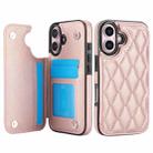 For iPhone 16 Plus Double Buckle Rhombic PU Leather Phone Case(Rose Gold) - 2