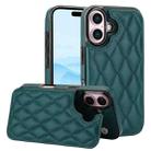 For iPhone 16 Plus Double Buckle Rhombic PU Leather Phone Case(Green) - 1