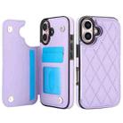 For iPhone 16 Plus Double Buckle Rhombic PU Leather Phone Case(Purple) - 2