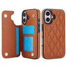 For iPhone 16 Plus Double Buckle Rhombic PU Leather Phone Case(Brown) - 2