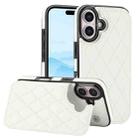 For iPhone 16 Double Buckle Rhombic PU Leather Phone Case(White) - 1