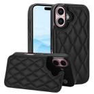 For iPhone 16 Double Buckle Rhombic PU Leather Phone Case(Black) - 1
