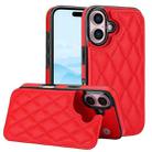 For iPhone 16 Double Buckle Rhombic PU Leather Phone Case(Red) - 1