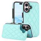For iPhone 16 Double Buckle Rhombic PU Leather Phone Case(Blue) - 1