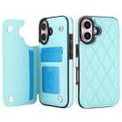 For iPhone 16 Double Buckle Rhombic PU Leather Phone Case(Blue) - 2
