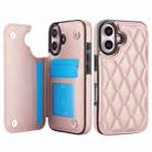 For iPhone 16 Double Buckle Rhombic PU Leather Phone Case(Rose Gold) - 2