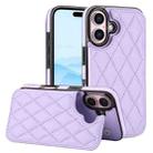 For iPhone 16 Double Buckle Rhombic PU Leather Phone Case(Purple) - 1