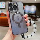 For iPhone 15 Pro Max Loves Gradient Glitter Bracelets Carbon Fiber Magsafe TPU Phone Case(Black) - 1