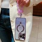 For iPhone 15 Pro Max Loves Gradient Glitter Bracelets Carbon Fiber Magsafe TPU Phone Case(Purple) - 2