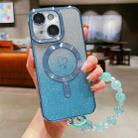 For iPhone 15 Plus Loves Gradient Glitter Bracelets Carbon Fiber Magsafe TPU Phone Case(Blue) - 1