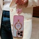 For iPhone 13 Loves Gradient Glitter Bracelets Carbon Fiber Magsafe TPU Phone Case(Pink) - 2