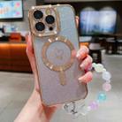 For iPhone 11 Pro Max Loves Gradient Glitter Bracelets Carbon Fiber Magsafe TPU Phone Case(Gold) - 1