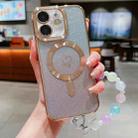 For iPhone 11 Loves Gradient Glitter Bracelets Carbon Fiber Magsafe TPU Phone Case(Gold) - 1