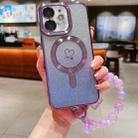 For iPhone 11 Loves Gradient Glitter Bracelets Carbon Fiber Magsafe TPU Phone Case(Purple) - 1