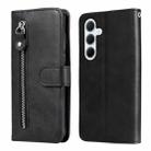For Samsung Galaxy M35 Fashion Calf Texture Zipper Leather Phone Case(Black) - 1