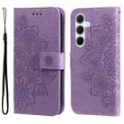 For Samsung Galaxy M35 Seven-petal Flowers Embossing Leather Phone Case(Light Purple) - 1