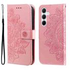 For Samsung Galaxy M35 Seven-petal Flowers Embossing Leather Phone Case(Rose Gold) - 1