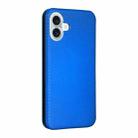 For iPhone 16 Plus Carbon Fiber Texture Flip Leather Phone Case(Blue) - 3