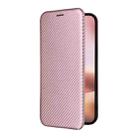 For iPhone 16 Carbon Fiber Texture Flip Leather Phone Case(Pink) - 2