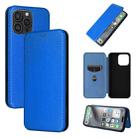 For iPhone 16 Pro Carbon Fiber Texture Flip Leather Phone Case(Blue) - 1