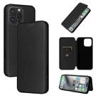 For iPhone 16 Pro Max Carbon Fiber Texture Flip Leather Phone Case(Black) - 1