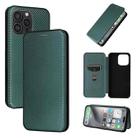 For iPhone 16 Pro Max Carbon Fiber Texture Flip Leather Phone Case(Green) - 1